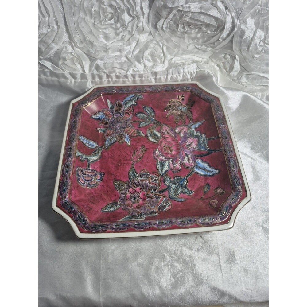 Vintage JC Penney Classic Traditions Porcelain  Asian Style Square Dish Decor